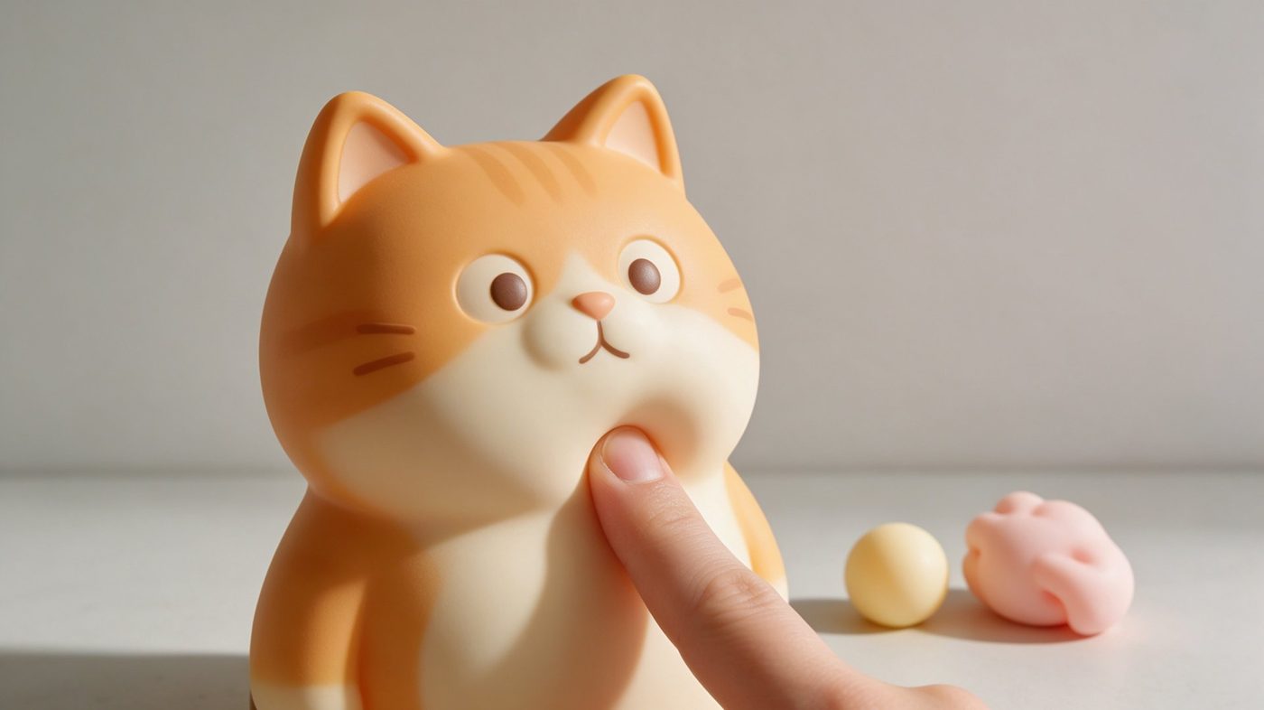 搪胶猫咪摆件手感演示