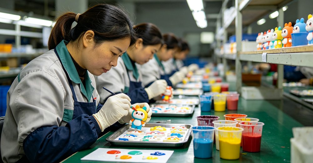 鸿企滴胶上色产线实拍